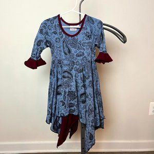 Lilli Lovebird | Dove Blue & Black Paisley Pixie Dress Size 6